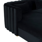 Callie 2-Pc Black Velvet LAF Sectional Sofa