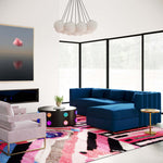 Callie 2-Pc Navy Velvet RAF Sectional Sofa