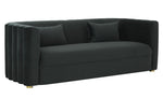 Callie Black Velvet Sofa with Scalloped Tufted Back