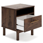 Calverson Mocha Wood 1-Drawer Nightstand