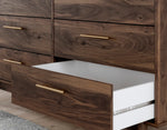 Calverson Mocha Wood 6-Drawer Dresser