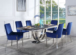 Cambrie 2 Blue Velvet/Silver Metal Side Chairs