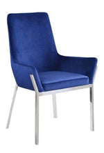 Cambrie 2 Blue Velvet/Silver Metal Side Chairs