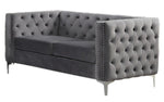 Chantria 2-Pc Grey Velvet Tufted Sofa Set