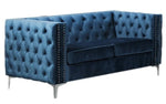 Chantria 3-Pc Blue Velvet Tufted Sofa Set