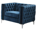 Chantria 3-Pc Blue Velvet Tufted Sofa Set