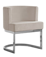 Camilla Beige Velvet/Silver Metal Side Chair