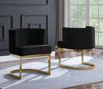 Camilla Black Velvet/Gold Metal Side Chair