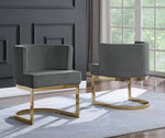 Camilla Dark Gray Velvet/Gold Metal Side Chair