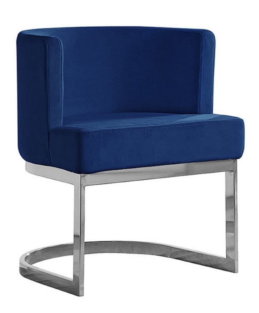 Camilla Navy Blue Velvet/Silver Metal Side Chair