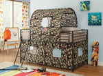 Camouflage Twin Loft Tent Bed with Army Green Metal Frame