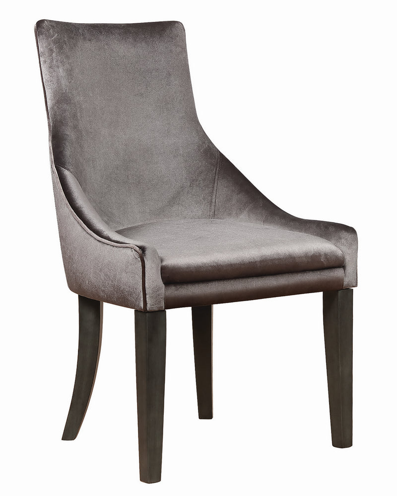 Camryn 2 Grey Velvet/Charcoal Wood Side Chairs