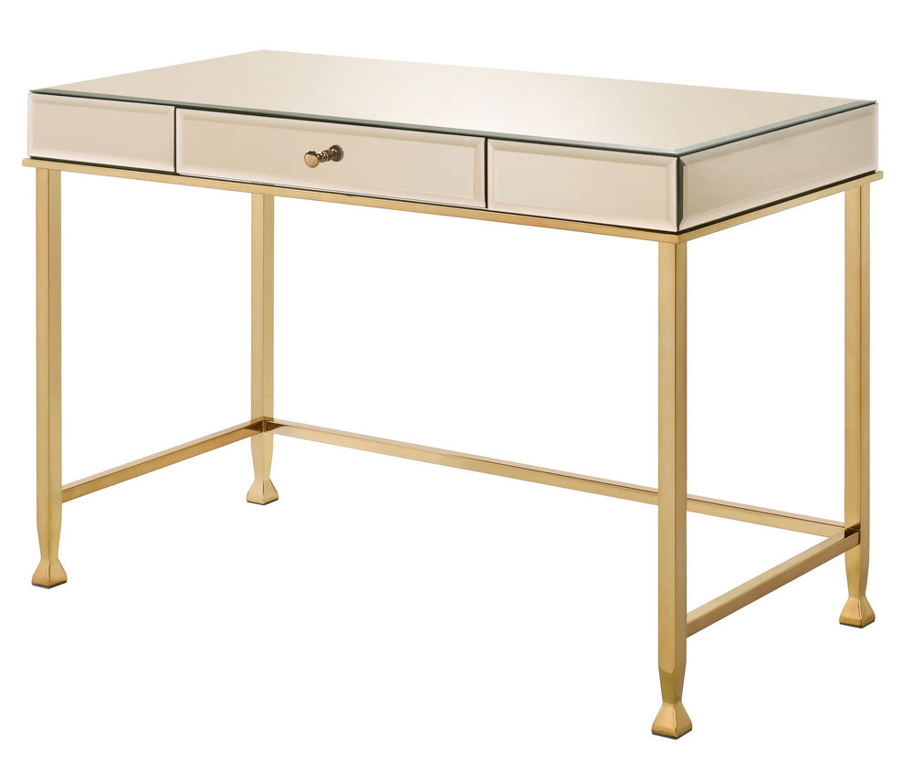 Canine Smoky Mirrored/Champagne Writing Desk with Drawer