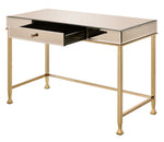 Canine Smoky Mirrored/Champagne Writing Desk with Drawer