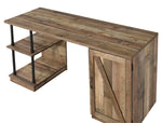 Canna Rustic Oak Wood Writing Desk with Open Shelves