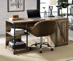 Canna Rustic Oak Wood Writing Desk with Open Shelves