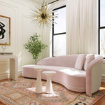 Carla Modern Blush & Cream Velvet Sofa (Oversized)