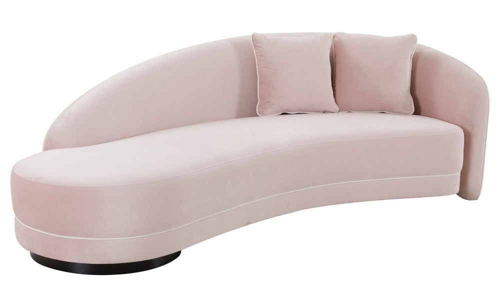 Carla Modern Blush & Cream Velvet Sofa (Oversized)