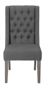 Carlie 2 Gray Linen Fabric/Wood Side Chairs