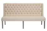 Carlie Beige Linen Fabric Dining Bench