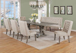 Carlie Beige Linen Fabric Dining Bench