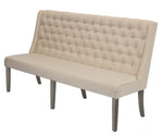 Carlie Beige Linen Fabric Dining Bench