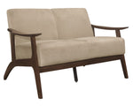 Carlson Light Brown Velvet Loveseat with Sloped Arms