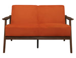 Carlson Orange Velvet Fabric Loveseat with Sloped Arms