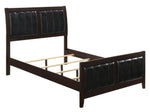 Carlton 5-Pc Cappuccino Wood/Black Leatherette Cal King Bedroom Set