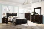 Carlton Black Leatherette/Cappuccino Wood Cal King Panel Bed