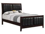 Carlton Black Leatherette/Cappuccino Wood Full Panel Bed