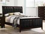 Carlton Black Leatherette/Cappuccino Wood King Panel Bed