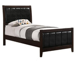 Carlton Black Leatherette/Cappuccino Wood Twin Panel Bed