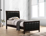 Carlton Black Leatherette/Cappuccino Wood Twin Panel Bed