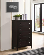 Carlton Cappuccino Wood 5-Drawer Chest