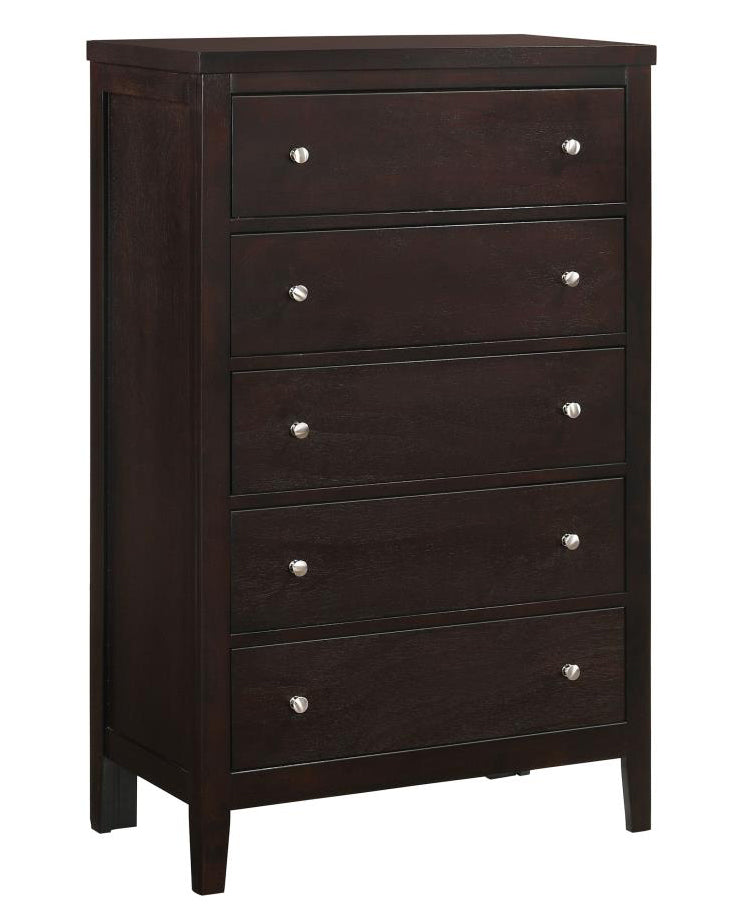 Carlton Cappuccino Wood 5-Drawer Chest