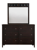 Carlton Cappuccino Wood 6-Drawer Dresser with Mirror