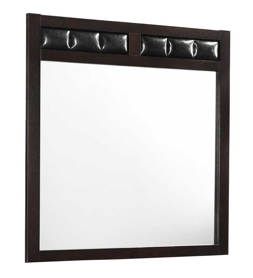 Carlton Cappuccino Wood/Black Leatherette Dresser Mirror