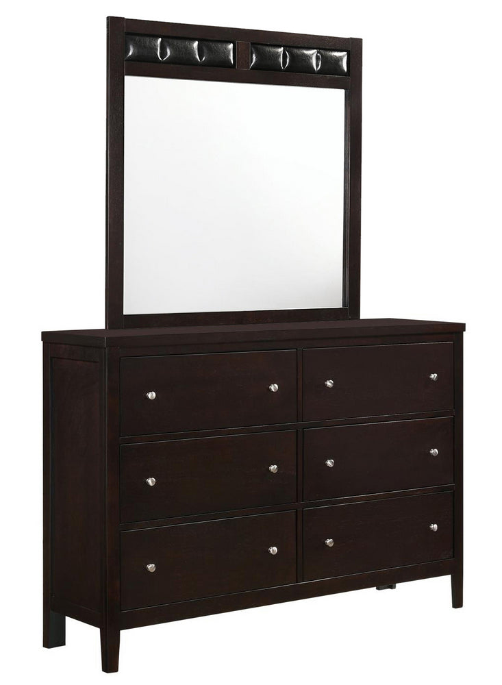 Carlton Cappuccino Wood 6-Drawer Dresser with Mirror