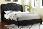 Carly Black Linen-Like Fabric Queen Bed