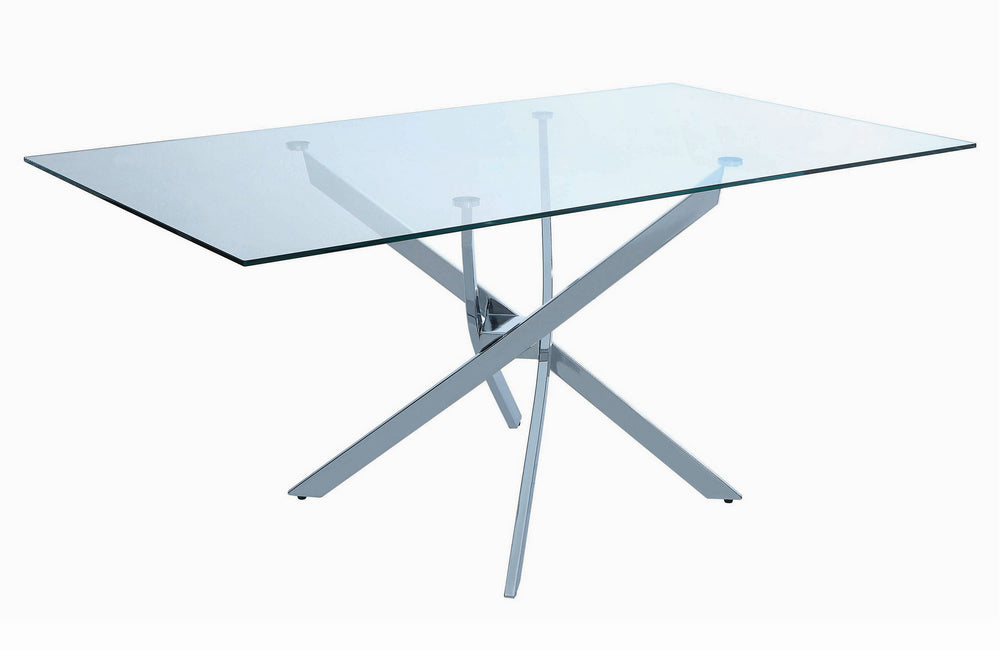 Carmelo Clear Glass/Chrome Metal Dining Table