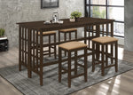 Carmina 4 Microfiber Peat/Brown Wood Counter Height Stools