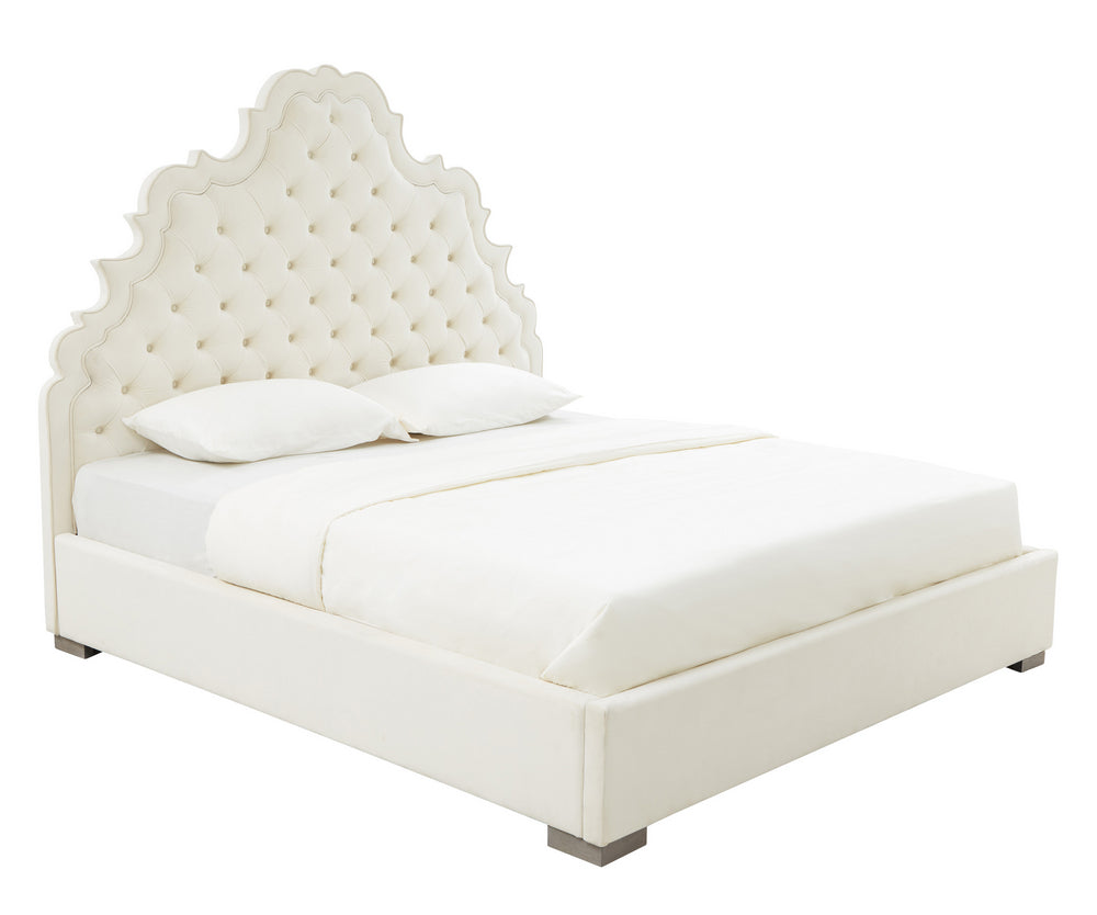 Carolina Cream Velvet King Platform Bed (Oversized)