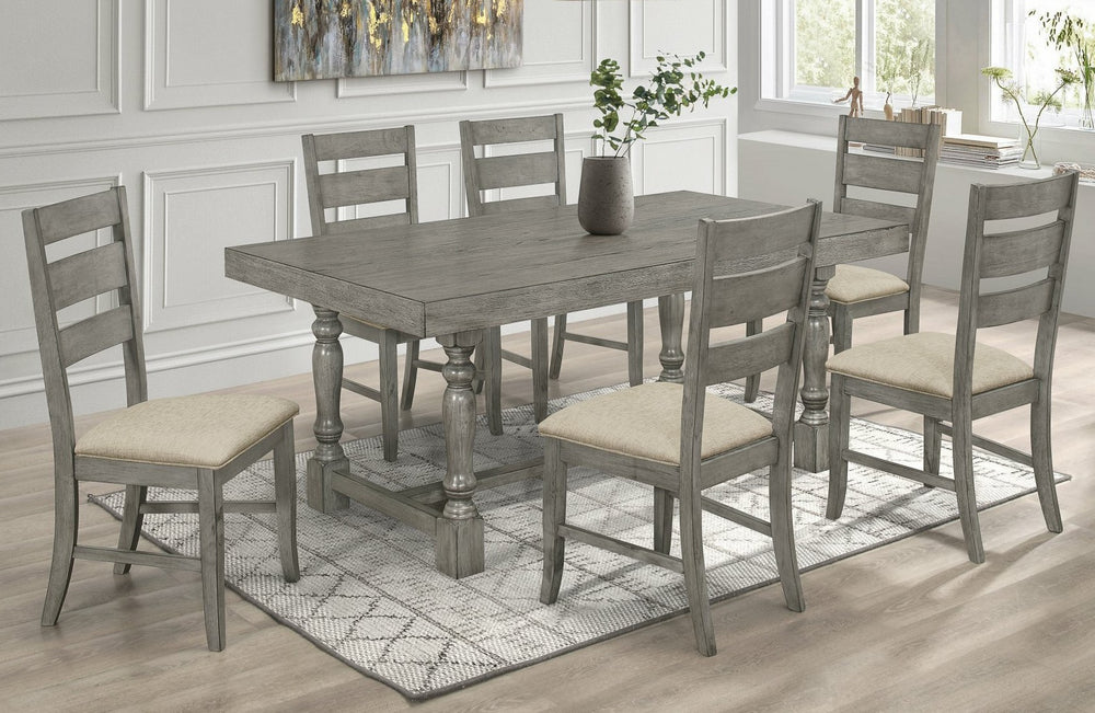 Carolyn 7-Pc Gray Wood Dining Table Set