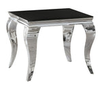 Carone 3-Pc Black Glass/Chrome Metal Coffee Table Set