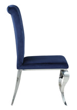 Carone 4 Ink Blue Velvet/Chrome Finish Metal Side Chairs