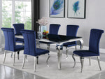 Carone 4 Ink Blue Velvet/Chrome Finish Metal Side Chairs