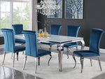 Carone 4 Teal Velvet/Chrome Finish Metal Side Chairs