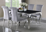 Carone Black Glass/Chrome Finish Metal 61"L Dining Table