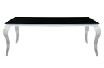 Carone Black Glass/Chrome Finish Metal 80"L Dining Table